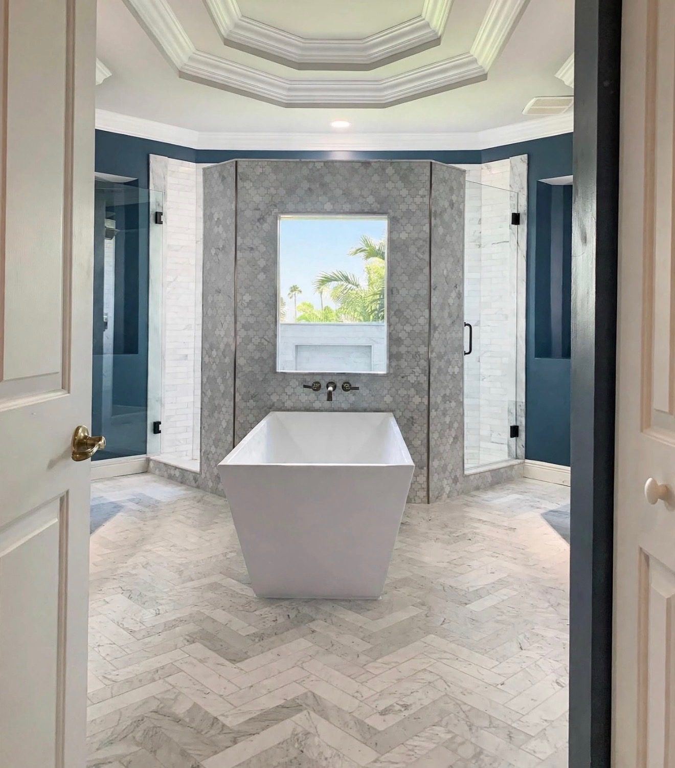 Master bathroom after remodel with freestanding tub
