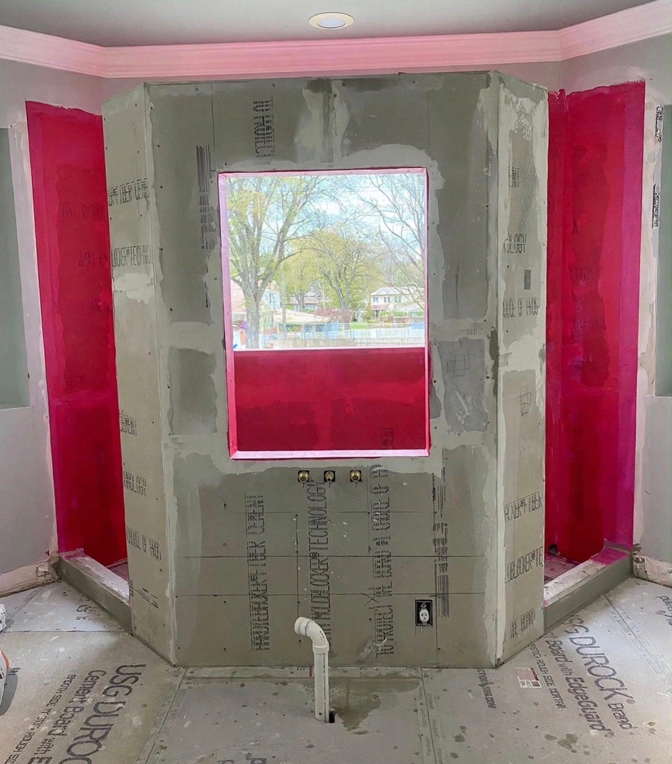 Master bathroom before remodel, during construction