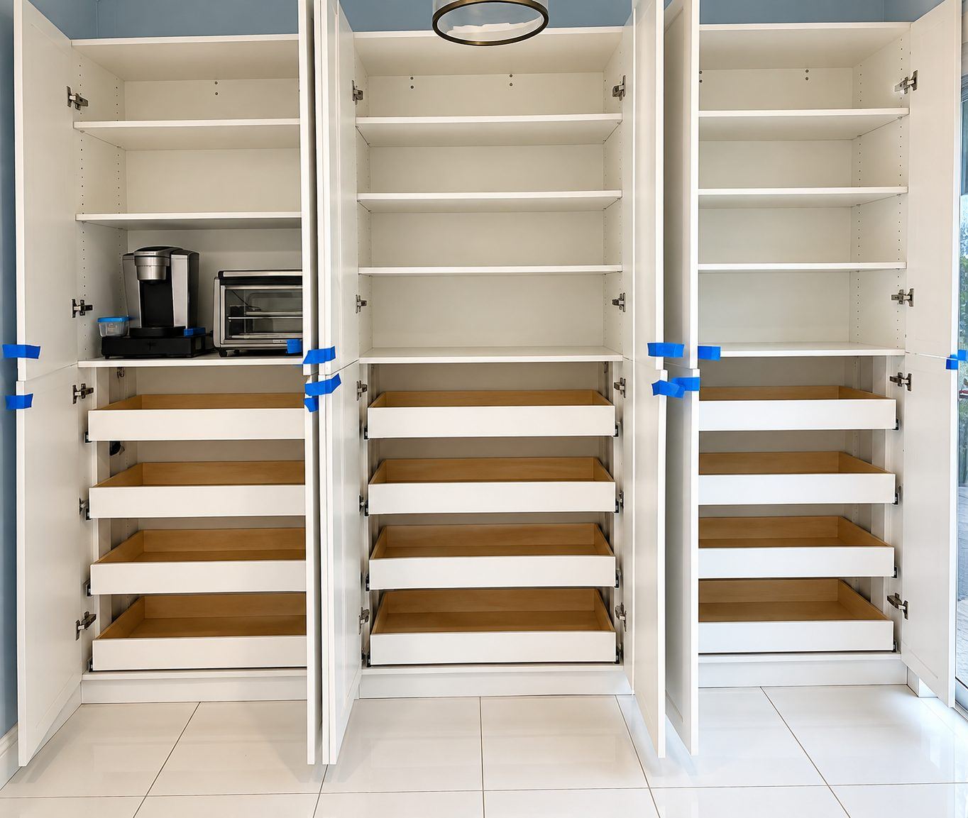 Custom pantry with pull-out drawers